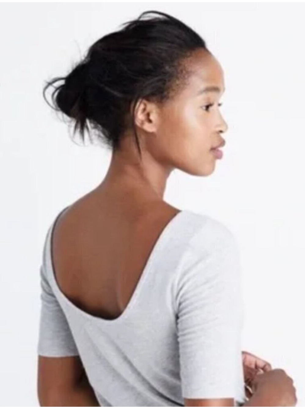 Madewell “Chorus” Gray Scoop Back Wool Blend Tee